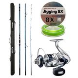 Yek Outdoor YekOutdoor Profesyonel Olta Seti Okuma Surfliner+ Surf 420cm 3 Parça Olta Kamışı&Shimano Makina Saragosa 8000 SW A HG