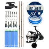 Yek Outdoor YekOutdoor Profesyonel Olta Seti Okuma Trio Rex Surf 450cm 120-250 gr 3 Parça Surf Kamışı&Savage Gear SGS8 8000 FD 8+1BB