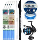 Yek Outdoor Yekoutdoor Surf Olta Seti Okuma Obsidian Super Light Tele Surf 420CM 100-220GR 5 Parça Olta Kamışı&okuma Azores ZXP-8000 Olta Makinesi - Standart - Renkli