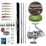 Yek Outdoor YekOutdoor Yüksek Performans Okuma Olta Seti Okuma Alijos Surf 435 cm 100+250 gr 3 Parça&Shimano Makina Ultegra 14000 XS