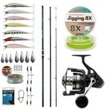 Yek Outdoor YekOutdoor Yüksek Performans Shimano Kamış Alivio Surf T 425 BX-G 4,25m 225g 3pc&Savage Gear SGS8 8000 FD 8+1BB Olta Mak