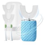 yeklike Yetişkin Sonic Otomatik Elektrikli Diş Fırçası, 360 ° Ağız Temizleme Leke Beyazlatma, IPX7 Su Geçirmez Şarj Edilebilir, u-Shape Fırça Başlığı* 3+Düz Saplı Fırça Başlığı* 2 (Mavi - Kupa)