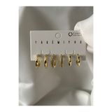 yeknova VIP 14K Gold Renginde Taşlı 3 Çift (6adet) Kararmaz Kadın Halka Küpe (Kıkırdak + Lobe Kombini)