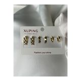 yeknova Xuping 14K Gold Renginde 3 Çift (6adet) Kararmaz Kadın Halka Küpe (Kıkırdak + Lobe Kombini)