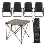 Yekoutdoor Katlanabilir Büyük Alüminyum Kamp Masası Ve 4 Kişilik Konforlu Kamp Sandalyesi Seti