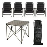 Yekoutdoor Katlanabilir Küçük Alüminyum Kamp Masası Ve 4 Kişilik Konforlu Kamp Sandalyesi Seti