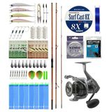 Yekoutdoor Pro Olta Seti Okuma Trio Rex Surf 450Cm 120-250Gr 3 Parça Surf Kamışı&Okuma Tomcat 8000 Olta Makinesi