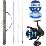 Yekoutdoor Profesyonel Olta Seti Okuma Azores Surf 430CM 3 Parça Surf Kamışı&okuma Azores ZXP-8000 (Low Speed ) 6+1 Bb Olta Makinesi - Standart - Renkli