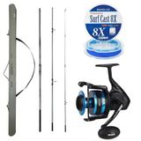 Yekoutdoor Profesyonel Olta Seti Okuma Azores Surf 430Cm 3 Parça Surf Kamışı&Okuma Azores Zxp-8000 (Low Speed) 6+1 Bb Olta Makinesi