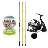 Yekoutdoor Profesyonel Olta Seti Okuma Makaira Surf 4,30 Cm 100-250 Gr 3 Parça Yellow Surf Kamışı&Savage Gear Sgs8 8000 Fd 8+1Bb Olta Makinesi
