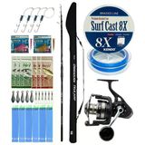 Yekoutdoor Profesyonel Olta Seti Okuma Obsidian Super Light Tele Surf 420Cm 100-220Gr 5 Parça Olta Kamışı&Savage Gear Sgs8 8000 Fd 8+1Bb Olta Makinesi