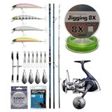 Yekoutdoor Profesyonel Olta Seti Okuma Surfliner+ Surf 420Cm 100-250Gr 3 Parça Olta Kamışı&Shimano Makina Twin Power 8000 Sw C Pg
