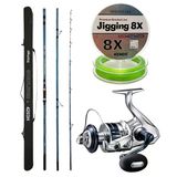 YekOutdoor Profesyonel Olta Seti Okuma Surfliner+ Surf 420cm 3 Parça Olta Kamışı&Shimano Makina Saragosa 8000 SW A HG