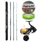 YekOutdoor Profesyonel Olta Seti Okuma Surfliner+ Surf 420cm 3 Parça Olta Kamışı&Shimano Makina Socorro 8000 SW