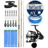 Yekoutdoor Profesyonel Olta Seti Okuma Trio Rex Surf 450CM 120-250 gr 3 Parça Surf Kamışı&savage Gear Sgs8 8000 Fd 8+1bb Olta Makinesi - Standart - Renkli