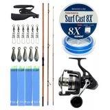 Yekoutdoor Profesyonel Olta Seti Okuma Trio Rex Surf 450Cm 120-250 Gr 3 Parça Surf Kamışı&Savage Gear Sgs8 8000 Fd 8+1Bb Olta Makinesi