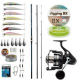 YekOutdoor Yüksek Performans Shimano Kamış Alivio Surf T 425 BX-G 4,25m 225g 3pc&Savage Gear SGS8 8000 FD 8+1BB Olta Makinesi