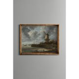 Yel Değirmeni - Vintage Desenli Çerçeve, Altın1, 15 x 21, 5820000003988