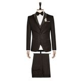 Yelekli Siyah Slim Fit Damatlık Takım Elbise