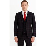 Yelekli Takım Elbise Slim Fit Erkek - 56 - Bordo