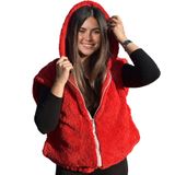 Yelek,Pelüş Sweat,Pelüş Mont, sıcak Tutan Yelek, Yılbaşı Hediyesi (Kırmızı, Ponponlu)