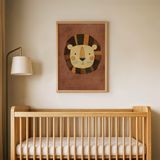 Yeleli Sevimli Aslan Çocuk Odası Duvar Posteri Çerçeveli Tablo Duvar Dekorasyonu - 30 x 40 - Ahşap Çerçeveli