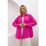 Yeliz Ylz Oversize Kadın Fuşya Gömlek - Oversize Uzun Basic Gömlek