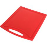 Yelkar Plastik Polietilen Kesme Tahtası 32,5X36,5X1 cm Oluklu Tutacaklı Kırmızı