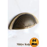 Yelken Midye Tas Çanak 64 Mm Düğme Eskitme Antiksarı Mobilya Mutfak Dolap Kulpu Kulbu Kulpları