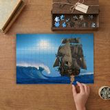 Yelkenli Gemi- Büyük Dalga Tasarımı 240 Parça Ahşap Puzzle Ahşap Kutuda MP00327