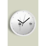 Yelkenli Modern Duvar Saati - 30cm - Önü Camlı Beyaz Kasa - Sessiz Mekanizma, JH0326S30BKP