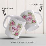 Yelkovan Tasarım Anneler Günü Hediyesi Kişiye Özel Porselen Kupa Bardak - 330 ml - 010 - Beyaz