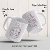 Yelkovan Tasarım Anneler Günü Hediyesi Kişiye Özel Porselen Kupa Bardak - 330 ml - Açık Gri - Beyaz