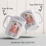 Yelkovan Tasarım Anneler Günü Hediyesi Kişiye Özel Porselen Kupa Bardak - 330 ml - Beyaz