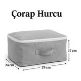 Yellow Stary Home Decor (1 Adet) Çorap Hurcu Gri Kumaş Organizer Fermuarlı Saklama Hurcu Çekmece Içi Düzenleyici 29X24X17 cm