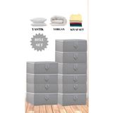 YELLOW STARY HOME DECOR 10'Lu Set Çekyat & Baza Tipi Yastık Yorgan Saklama Hurcu-Baza Altı Düzenleyici 65x45x22 cm