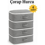 Yellow Stary Home Decor (4 Adet) Çorap Hurcu Gri Kumaş Organizer Fermuarlı Saklama Hurcu Çekmece Içi Düzenleyici 29X24X17 cm