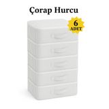 YELLOW STARY HOME DECOR 6 adet Çorap Hurcu Çizgili Kumaş Organizer Fermuarlı Saklama Hurcu Çekmece İçi Düzenleyici 29x24x17