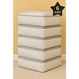 Yellow Stary Home Decor 6'lı Set Gri Zikzak Çizgili Çekyat & Baza Tipi Yastık Yorgan Saklama Hurcu-Baza Altı Düzenleyici - 6 Adet