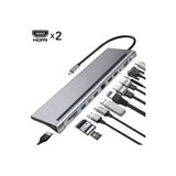 Yellowtech 12-in-1 USB-C Çoklayıcı – 4K HDMI, Ethernet, 100 W PD, USB 3.0, SD/TF, 3.5 mm Jack