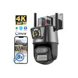 Yellowtech 4K 9MP HD IP kamera açık 8X Zoom üç Lens çift ekran Wifi PTZ kamera