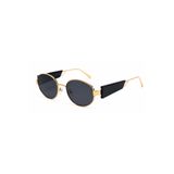 Yeloria Gold-Siyah Detaylı Gold Metal Vintage Retro Güneş Gözlüğü UV400