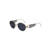 Yeloria Gri Detaylı Gold Metal Vintage Retro Güneş Gözlüğü UV400