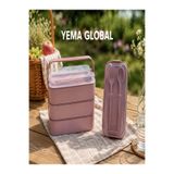 YEMA GLOBAL 3 Katlı Çatal Kaşıklı Beslenme Kutusu 1260 ml (3x420 ml) - Okul, İş Yeri, Diyet Ve Saklama Kabı Bento Box