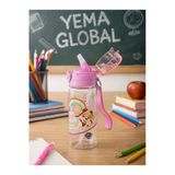 Yema Global Çocuk Suluk Matara 500 Ml Pipetli Kilitli Kapaklı Askılı Bpa İçermez Pembe