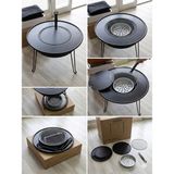 Yema Global Katlanabilir Ayaklı, 2'si 1 Arada (Izgara & Griddle) Yuvarlak Taşınabilir Barbekü - Balkon, Bahçe ve Kamp Mangalı - 60X50X8