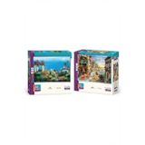 Yemeğe Davet Ve Sahil Köyü İkili Set - 1000 + 500 Parça İkili Puzzle Seti