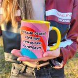Yemeğimi Paylaşmayı Sevmiyorum Hediyelik Kupa-Ofis Hediyesi-Doğum Günü Hediyesi - Sarı - 330 ml