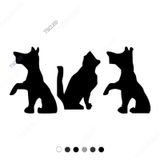 Yemek Bekleyen Kedi ve Köpekler Sticker 20cm