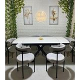 Yemek Masası Mutfak Masası 6 Kişilik ( Açılır Masa )Masa Sandalye Masa Sandalye Takımı - Beyaz - Krem